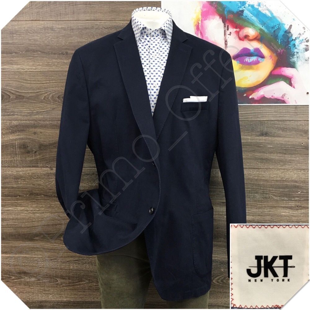 JKT NEW YORK Mens Blazer‎ Sport Coat Casual Jacket Size 52 X-Long Cotton Suit